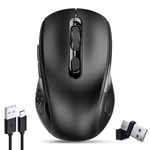 Wireless Computer Mouse with BT5.0 & USB-A & USB-C 2in1 Dual Receiver 6 Buttons,Bluetooth Mouse Rechargeale for PC-Compatible with TypeC & USB Port Devices/MacBook Pro/Air/Mac/iPad/Chromebook/Laptop