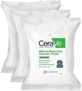 CeraVe Makeup Removing Cleanser Cloths, Wipes to Remove Dirt, Oil, & Waterproof Eye & Face Makeup, Fragrance Free, 25 Count (Pack of 3)