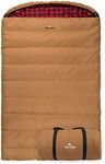 TETON Sports Canvas Mammoth Queen-Size Double Sleeping Bag; Warm and Comfortable for Family Camping, Brown Canvas, 94" x 62"