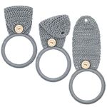 Tatuo 3 Pieces Crochet Dish Towel Holder Hanging Hand Towels Ring Towel Holder for Kitchen Towels with Loop Bathroom Towel Hanger for Housewarming (Gray)