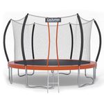 LeJump 12Ft Trampoline, Outdoor Games Recreational Big Trampoline with Enclosure Net & Ladder Play Yard Games for Adults & Kids Outdoor Toy (Orange, 12FT)