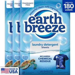 Earth Breeze Laundry Detergent Sheets Calming Lavender 60 Loads (Fragrance Free)