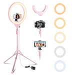 Aureday 14 Inch Selfie Ring Light with 62 Inch Tripod Mount and Phone Holder, Adjustable LED Light for Makeup, Video Recording/Photography, Circular Lighting