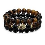 Set of 3 Stackable Brown Tiger Eye 