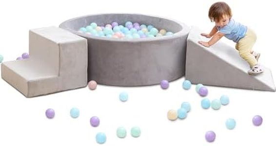 Foam Ball Pit with Play Block for Toddlers Ball Pool Climbing Block Soft Play Equipment for Babies Kids Children Indoor Outdoor Active Play Structure (Ball Pit, Stair, Slope)
