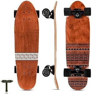 Magneto 27.5" x 7.5" Cruiser Deck Complete Skateboard - Tribal 7-Ply Canadian Maple - Double Kick Concave & Lightweight Wood Deck - Safe Skateboard Wood for Kids, Teens & Adults