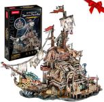 CubicFun 3D Puzzles for Adults Kids - Tortuga Pirate Bay Cool Pirate Shipwreck Model Kits Ragged Pirate Ship, Halloween Decor Crafts for Adults Birthday Gifts for Women Men, 218 Pieces