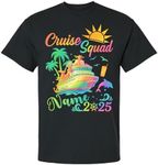 Custom Cruise Squad Shirts 2025, Matching Family Vacation Tees with Name, Personalized Group or Friends Cruise Squad Outfits, Toddler Black 2T