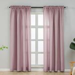 L.Z.E Semi Sheer Curtains 96 Inches Long 2 Panels Set Light Filtering and Privacy Curtains & Drapes for Living Room Bedroom Nursery Dual Rod Pocket Solid (55" W x 96" L Lilac Pink)