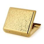 Team pistol Pure Copper Embossed Arabesque Metal Cigarette Case Cardcase for 100's Cigarettes (Gold)