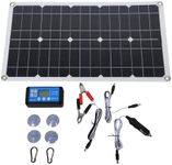 Fockety 100W 12V Solar Panel Kit, with 20A 12V/24V Charge Controller, Cigarette Lighter Plug & 2 Carabiners, IP67 Waterproof Solar Charger for RV, Boats, Trailer, Camper, Off-Grid System