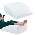 The White Willow Orthopedic Memory Foam Bed Wedge Elevated Leg Rest Pillow for Improved Circulation, Acid Reflux,Back, Leg, Sciatica Pain Relief,Post Surgery (24" L x 21 "W x 7" H Inches)- White