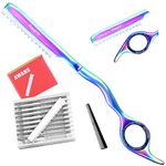 Awans Thinning Razor, Feather Styling, Hair Styling Razor, Multi Colour + 10 Spare Blades