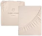 Cube Home - Luxury Fitted Sheet, Deep Pocket - 100% Natural Bamboo, Soft, Breathable, Anti-Bacterial, Anti-Allergy, Super King Bed 180x200 cm - Camel