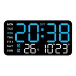 AERYS 9-Inch Digital Alarm Wall Clock, Large LED Display, Adjustable Brightness, 12/24 Hour Format, Date and Temperature Display, Table Clock for Home, Office, Bedroom, Living Room