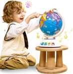 SMILESSKIDDO World Globe for Kids - Interactive Touch Globe With Dynamic Lighting And Sounds, Educational Learning Toy for Children with Geography Games and Activities, Preschool Toys for Toddler
