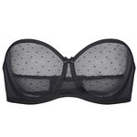 DOBREVA Women's Strapless Bra See Through Sheer Underwired Bras Unlined Plus Size Black 34DD