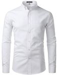 PARKLEES Men's Slim Fit Long Sleeve Smart Casual Button Down Oxford Shirts PZ111 White M