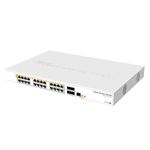 Mikrotik CRS328-24P-4S+RM 24 Port Gigabit Ethernet Router/Switch with Four 10Gbps SFP+ Ports in 1U rackmount case, Dual Boot and PoE Output, 500W