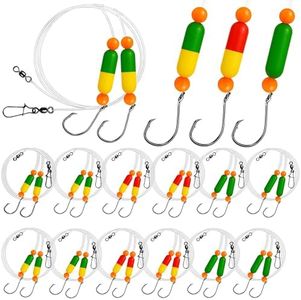 Pompano Rig Saltwater Surf Fishing Rigs – 12 Pack Double Drop Leader Rigs with Hooks, Floats, Beads & Snap – Easy Pre-Tied Terminal Tackle for Pompano, Whiting, Redfish