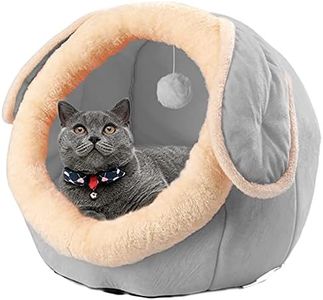 LuiceABC Cat Bed for Indoor Cats, Soft Washable Cat House Furniture for Kitten Tent Cave, Cute Pet Beds for Kitten Puppy (Grey)