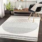 Surya Nairobi Geometric Rug - Scandi Area Rugs Living Room, Dining, Kitchen - Neutral, Aztec Abstract Rugs - Boho Rug Style, Easy Care Pile - Large Rug 200x274cm Black and Cream Rug