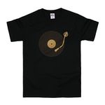 Strand Clothing DJ Shirt - Turntable: Minimal - Bass Deck Decks Vinyl Record Player LP Hip Hop Screen Printed T Shirt - XL - Black