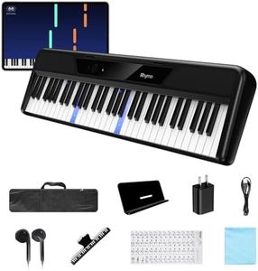 Rhymo 61 Key Smart Keyboard for Beginners, Portable Light up Music Keyboard with Bluetooth, Music Stand, Earphones, Electric Piano Keyboard Built-In Dual Speakers and One-Year Free Apps for Practice