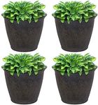 Sunnydaze Anjelica Flower Pot Planter - Outdoor/Indoor Unbreakable Double-Walled Polyresin with UV-Resistant Sable Finish - Set of 4 - Large 24-Inch Diameter