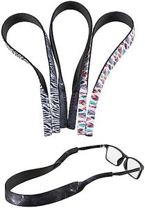 kwmobile Cordon lunettes de soleil - 3x sangle lunette des vue pour femme homme enfant - Lanière lunettes 48 x 2,5 cm en néoprène - blanc-noir-vert