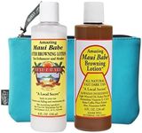 Maui Babe Before And After Browning Lotion 2 Pack - Outdoor Tanning Lotion 8oz & After Sun Lotion 8 oz With Quest Makeup Bag - Maui Babe Suntan Lotion Kit - Dark Tanning Formula Sun Tanning Lotion