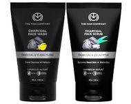 The Man Company Charcoal Face Scrub with Face Wash for Deep-Cleanse Pores, Exfoliation, Anti- Acne, Blackhead Remover, Brightens Skin