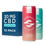 Goodrays - 30mg CBD Drink Mixed Pack - 12 x 250ml Cans - Natural Flavours, Low Calorie, Vegan - Elderflower & Yuzu, Raspberry & Guava - High Strength, All Natural - Reduce Stress & Unwind