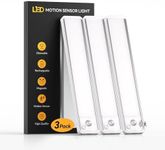 Under Cabinet Kitchen Lights 3 Pack - 6000K LED Motion Sensor Lights Indoor, 1100mAh Rechargeable Light, Dimmable & Magnetic Wireless Under Counter Lights for Cupboard|Shelf|Wardrobe|Stairs, 20CM