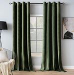 MIULEE Velvet Curtains Olive Green Elegant Eyelet Curtains Thermal Insulated Soundproof Room Darkening Curtains/Drapes for Classical Living Room Bedroom Decor 46 x 54 Inch Set of 2