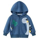 Little Boys Hoodie Kids Dinosaur Zipper Jumper Long Sleeve Cotton Christmas Xmas Hooded Sweatshirt Tops for Toddler 2-7 Years Children Clothes Blue