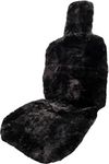 Natural Sheepskin Car Seat Covers for Women and Men | 100% Genuine Sheepskin Fur Seat Covers for Cars, Jeeps, SUVs with Elastic Straps and Non-Slip Suede Backing, 56 x 23”, 1 Pc (Black)