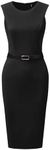 Allegra K Belted Sheath Dress for W