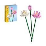 LEGO Lotus Flowers Building Kit, Artificial Flowers for Decoration, Gift for Valentine's Day, Aesthetic Room Décor for Kids, Building Toy for Girls and Boys Ages 8 and Up, 40647