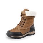 DREAM PAIRS Snow Boots for Women Waterproof Mid Calf Lace Up Duck Boots Warm Faux Fur Winter Boots for Outdoor,Size 8.5,Chestnut,SDSB2401W