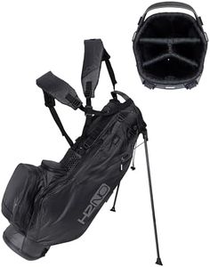 Sun Mountain H2NO Litespeed Stand Bag - Durable Golf Stand Bag with a Four-Way Top and Ergonomic Handle for Ultimate Convenience - Lightweight with Nine Pockets for Spacious Storage - Steel-Black