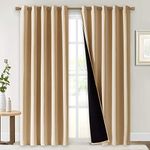 NICETOWN Soundproof Curtains for Bedroom - Full Blackout Window Coverings with Black Liner, Living Room Curtains (70W x 84L, Biscotti Beige, 2 Pcs)