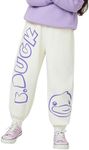 B.Duck Unisex Kids Sweatpants with Pocket Cute Cartoon Duck Graphic Printed Elastic Waist Active Joggers Pants for Toddler Boys Girls White Size 7-8 Years