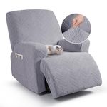 TAOCOCO Recliner Chair Cover, Stretch Sofa Cover 1 Seater With Arm Rest, Couch Cover Soft, Machine Washable Recliner Sofa Protector (Light Grey, 1 seater plus)