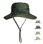 RhinoKraft Unisex Cotton And Polyester Boonie Hats (RK-B-HAT-DG_Dark Green_Free Size)