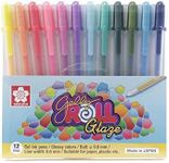 SAKURA Pen Gelly Roll Glaze Set of 12, 0.8mm, Assorted Colors, Glossy Ink, 3-D Effect, Hard-Surface Compatible