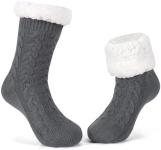 LEMZONE Women's Thick Warm Fuzzy Slipper Socks Cozy Girl Winter Grip Socks with Fleece Lining