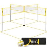 A11N 4-Way Volleyball and Badminton Net - Backyard & Beach Game Set for Adults and Kids