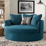 PREMIUM CART Barrel Chair Accent Sofa with Pillows Round Sofa Modern Oversize Arm Chair Cozy Club Chair for Bedroom, Living Room, Lounge, Hotel & Office Sofa (Blue)