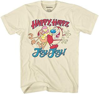 Nickelodeon Mens 90's Classic Shirt - Ren & Stimpy Happy Happy Joy Joy Vintage T-Shirt (Natural, XX-Large)